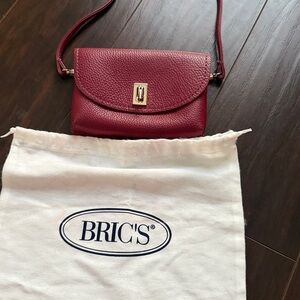 Bric’s Italian Red Leather Crossbody mini Bag purse handbag